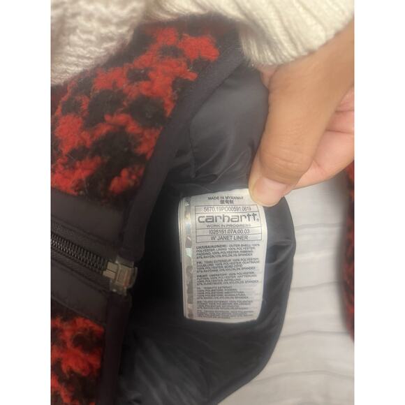 Carhartt W JANET LINER Fleece Jacket XS Polyester Red Leopard - Picture 7 of 7